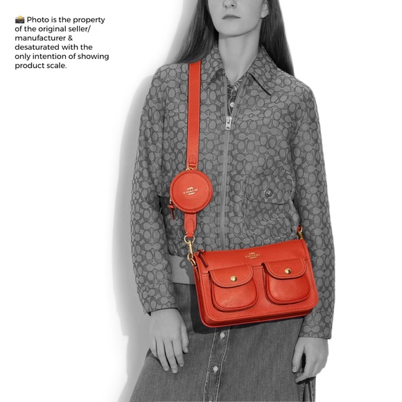 COACH Pennie Crossbody With Coin Case Gold/Mango Leather Style C5778 - Picture 3 of 14